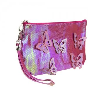Косметичка Lukky с голографическими накладными бабочками, розовая, 24*13 см (Т17843) Lucky. Цвет: розовый