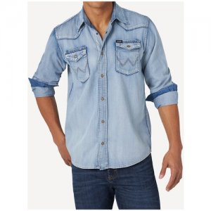 Рубашка джинсовая Western Light Denim (XXL) Wrangler. Цвет: голубой