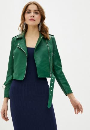 Куртка кожаная TrendyAngel. Цвет: зеленый
