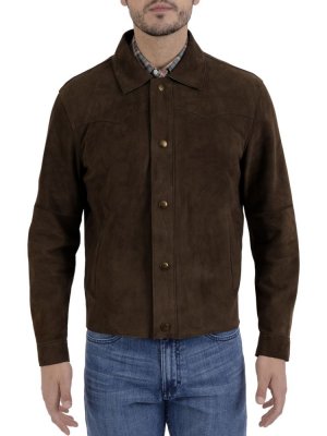 Серо-коричневая замшевая куртка на кнопках , цвет Chocolate Frye