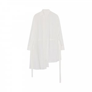 Рубашка асимметричного кроя из искусственного шелка Белая Yohji Yamamoto