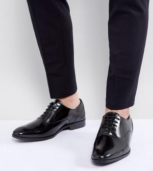 Черные кожаные оксфорды на шнуровке для широкой стопы ASOS. Цвет: черный