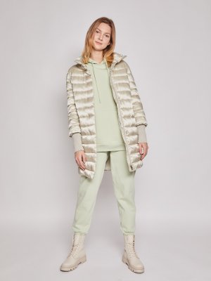 Утеплённое пальто с эластичными манжетами zolla. Цвет: бежевый