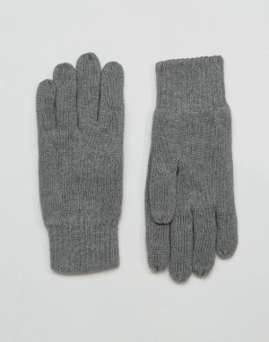 Серые перчатки Leth Selected Homme. Цвет: серый