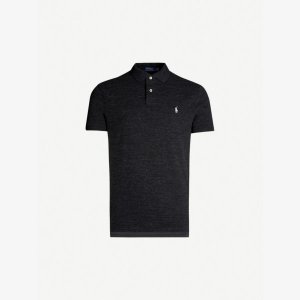 Рубашка-поло индивидуального кроя из хлопкового пике с короткими рукавами и вышитым логотипом, черный Polo Ralph Lauren