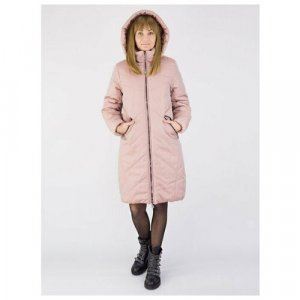 Куртка  зимняя, удлиненная, силуэт прямой, карманы, съемный капюшон, быстросохнущая, утепленная, размер (44)164-88-94, розовый KiS. Цвет: розовый/бледно-розовый