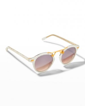 Круглые солнцезащитные очки St. Louis с металлической каплей - Лен KREWE