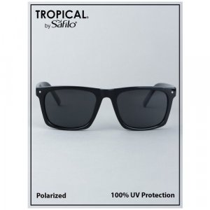 Солнцезащитные очки , прямоугольные, оправа: пластик, с защитой от УФ, поляризационные, для мужчин, черный Tropical. Цвет: черный