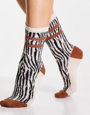 Кремовые бамбуковые носки с зебровым принтом -Светло-бежевый цвет Jonathan Aston
