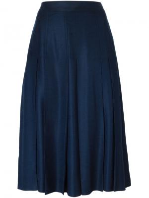 Плиссированная юбка миди Louis Feraud Vintage. Цвет: синий