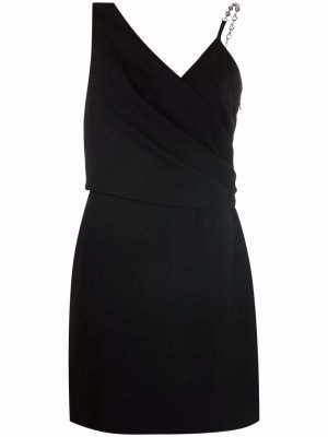 Платье с асимметричным вырезом и цепочками Givenchy. Цвет: черный