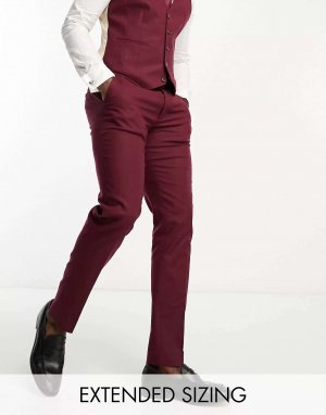 Бордовые узкие льняные костюмные брюки Asos. Цвет: красный