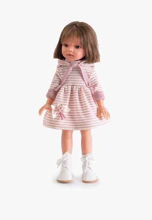 Кукла Munecas Dolls Antonio Juan Ноа в платье полоску, 33 см, виниловая. Цвет: розовый