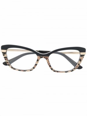Очки с леопардовым принтом Dolce & Gabbana Eyewear. Цвет: золотистый