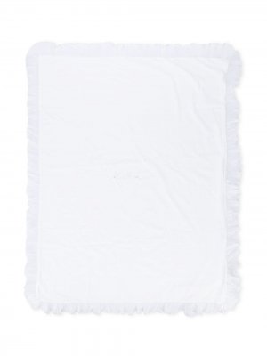 Одеяло с плиссированными оборками Miss Blumarine. Цвет: белый