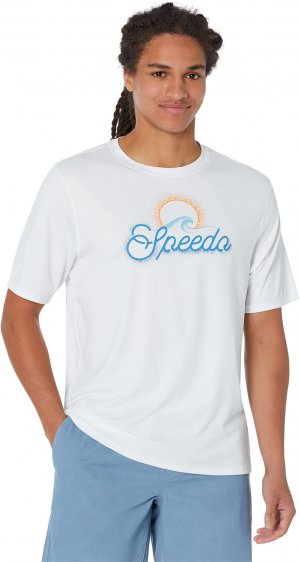Рубашка для плавания с короткими рукавами и графическим рисунком , ярко-белый Speedo