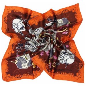 Красивый коричневый платок с оранжевой каймой Coveri collection 812005 Enrico. Цвет: оранжевый