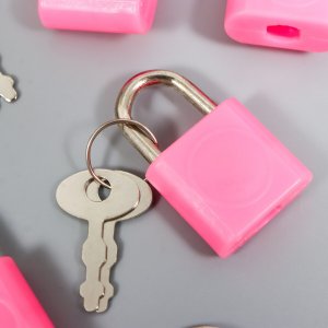 Замочек с ключиком для шкатулки металл, пластик набор 5 шт с286 3,1х1,9 см Арт Узор. Цвет: розовый, серебристый