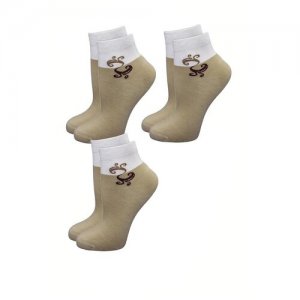 Комплект носков женских, 80% модал Гранд Nez_SML33, 3шт, 23-25, бежевый, белый. Цвет: белый/бежевый