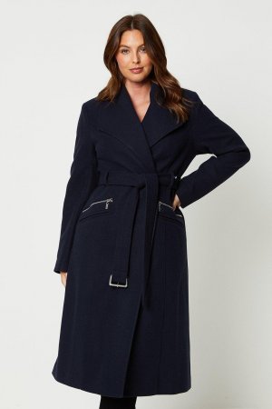 Пальто с поясом и молнией , темно-синий Wallis