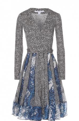 Шелковое платье с запахом и длинным рукавом Diane Von Furstenberg. Цвет: разноцветный