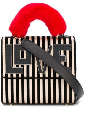 Striped flap tote bag Les Petits Joueurs. Цвет: черный