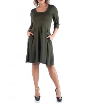 Женское платье больших размеров с расклешенной юбкой 24seven Comfort Apparel, зеленый Apparel