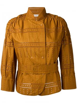 Куртка с вышивкой Veronique Leroy. Цвет: коричневый