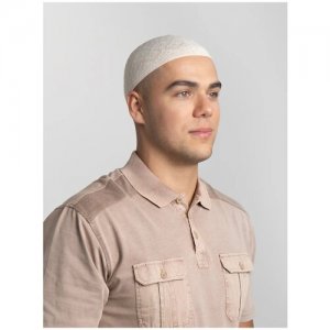 Тюбетейка вязаная, мусульманский головной убор HIS. Цвет: коричневый/белый