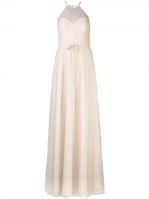 Тююлевое длинное платье с вырезом халтер Marchesa Notte Bridesmaids. Цвет: розовый