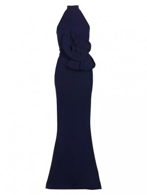Платье Hebana с бретелькой на шее и розочкой , цвет blue notte Chiara Boni La Petite Robe