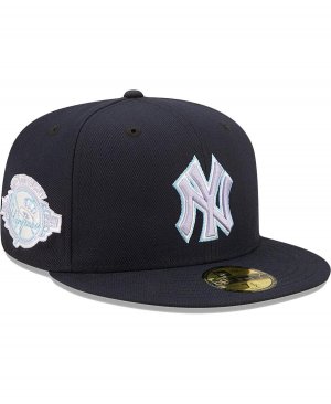 Мужская темно-синяя приталенная шляпа New York Yankees 100th Anniversary лавандового цвета 59FIFTY Era