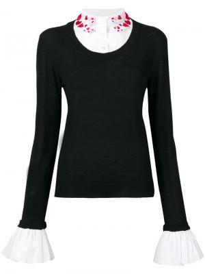 Многослойный свитер с рубашкой Vivetta. Цвет: черный