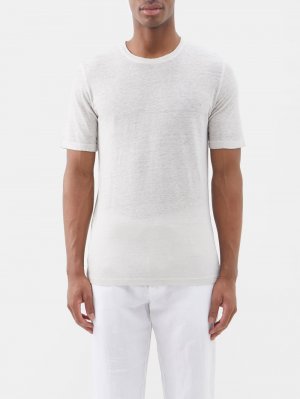 Льняная футболка с круглым вырезом , серый 120% Lino