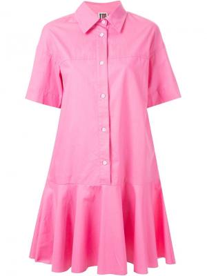 Расклешенное платье-рубашка IM Isola Marras I'M. Цвет: розовый и фиолетовый