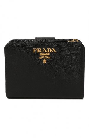 Кожаное портмоне Prada. Цвет: чёрный