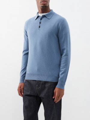 Кашемировый свитер-поло , синий Allude