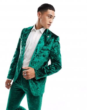 Зеленый бархатный пиджак Twisted Tailor