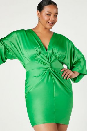 Мини-платье больших размеров с заворотом спереди , зеленый Forever 21