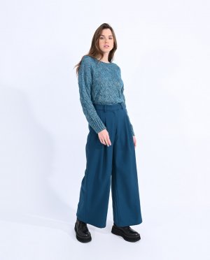 Женские брюки-кюлоты со складками , синий Molly Bracken