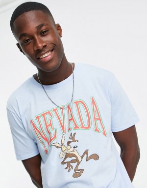 Oversized-футболка с надписью Nevada и Хитрым Койотом Looney Tunes-Голубой MERCH CMT LTD