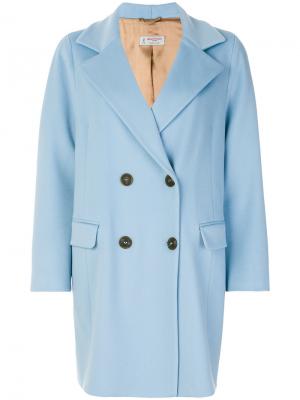 Двубортное пальто Alberto Biani. Цвет: синий