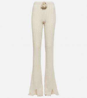 Расклешенные брюки с разрезом на подоле и цветочной аппликацией, белый Magda Butrym