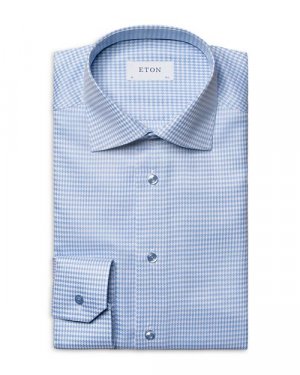 Рубашка приталенного кроя из твила с узором «гусиные лапки» , цвет Blue Eton