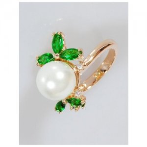 Кольцо помолвочное , жемчуг Swarovski синтетический, размер 18, белый Lotus Jewelry. Цвет: белый