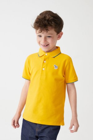 Рубашка-поло с короткими рукавами для мальчиков мотивом зебры и логотипом , желтый Paul Smith