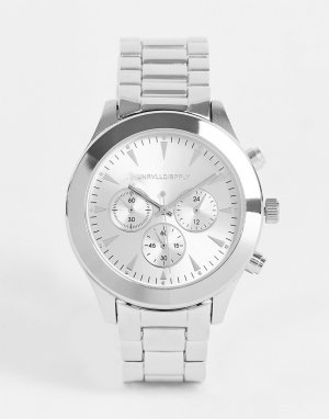 Серебристые часы-браслет с сиреневым циферблатом -Серебристый ASOS DESIGN