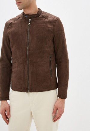 Куртка кожаная Tony Backer. Цвет: коричневый
