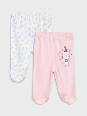Пижамные штаны с принтом для маленьких девочек и эластичной резинкой на талии, упаковка из 2 шт. LUGGI BABY, розовый Baby