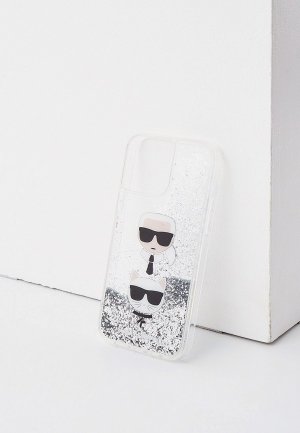 Чехол для iPhone Karl Lagerfeld 13 Pro Max, PC/TPU & Choupette heads Silver. Цвет: серебряный